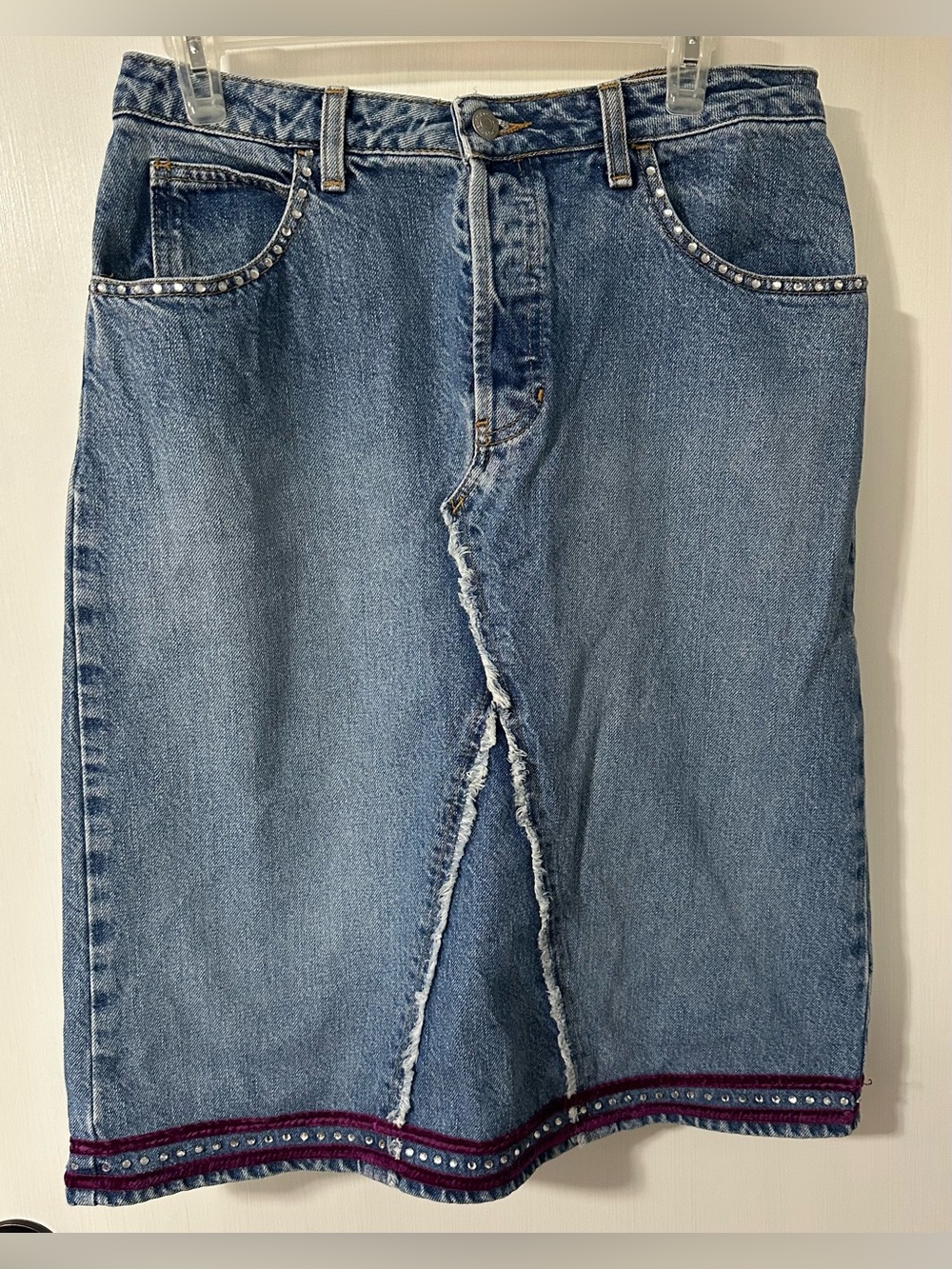 GAP Y2K Blue Denim Straight Skirt with Studded Pockets